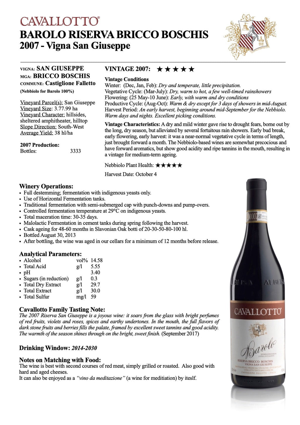 BAROLO San Giuseppe 2004 [Cavallotto] 300cl | Once Upon A Vine