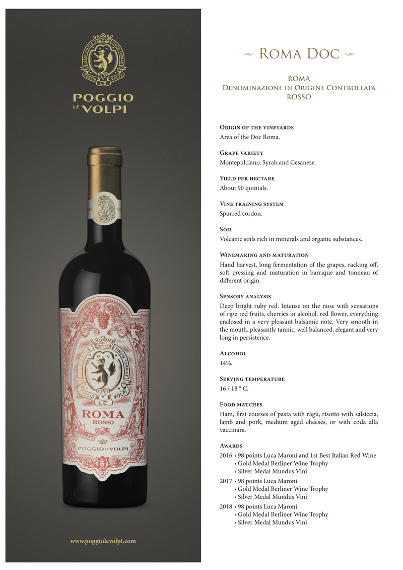 ROMA 2018 [Poggio Le Volpi] 75cl - Once Upon A Vine