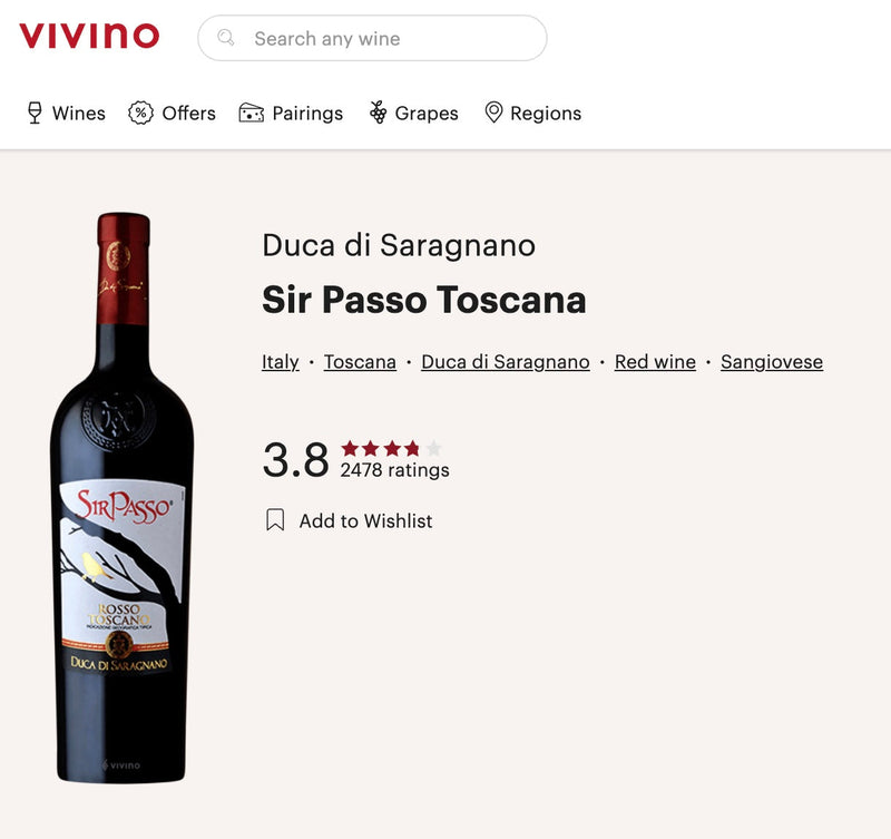 SIR PASSO 2019 [Barbanera] 75cl - Once Upon A Vine