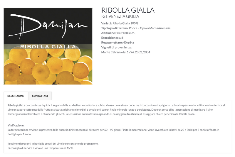 RIBOLLA GIALLA 2015 [Damijan Podversic] 75cl - Once Upon A Vine