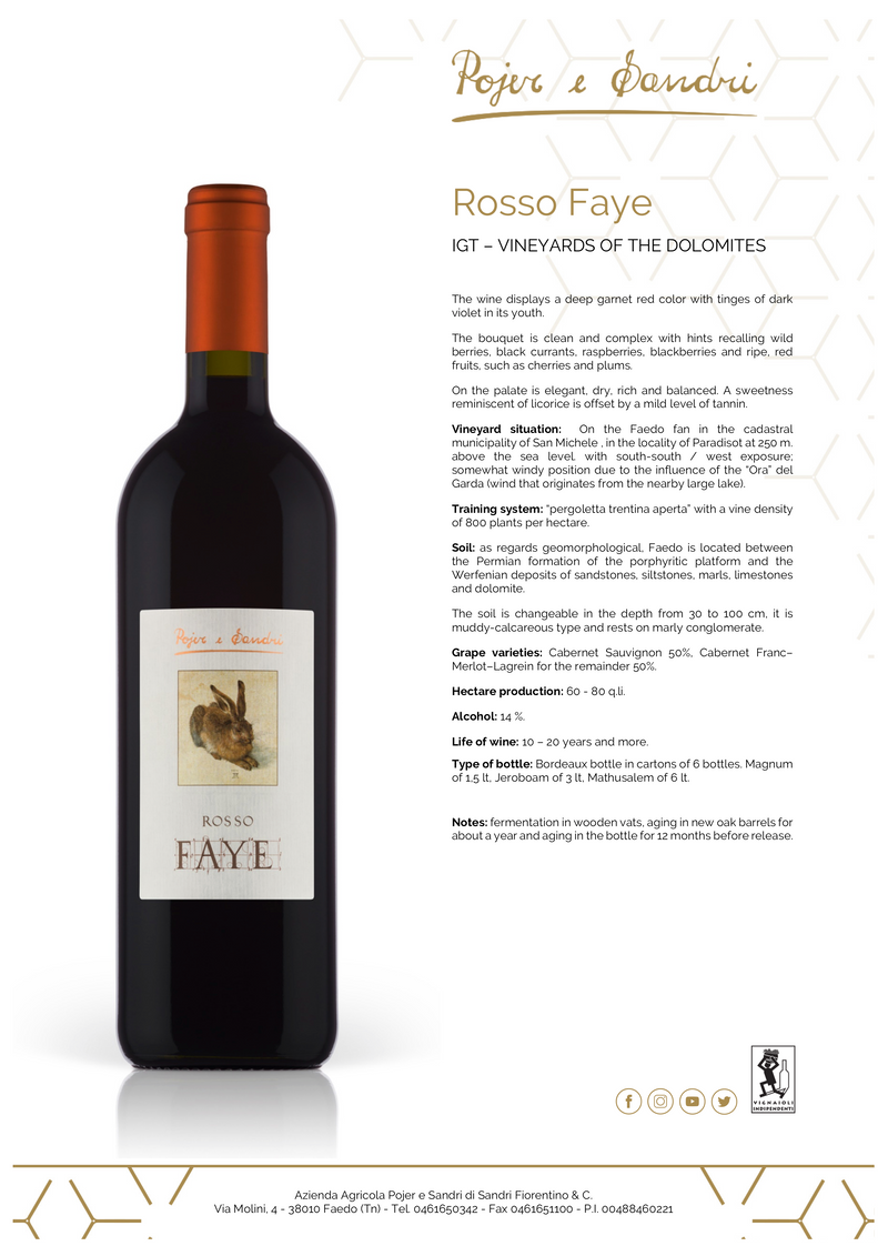 ROSSO FAYE 2015 [Pojer & Sandri] 150cl - Once Upon A Vine