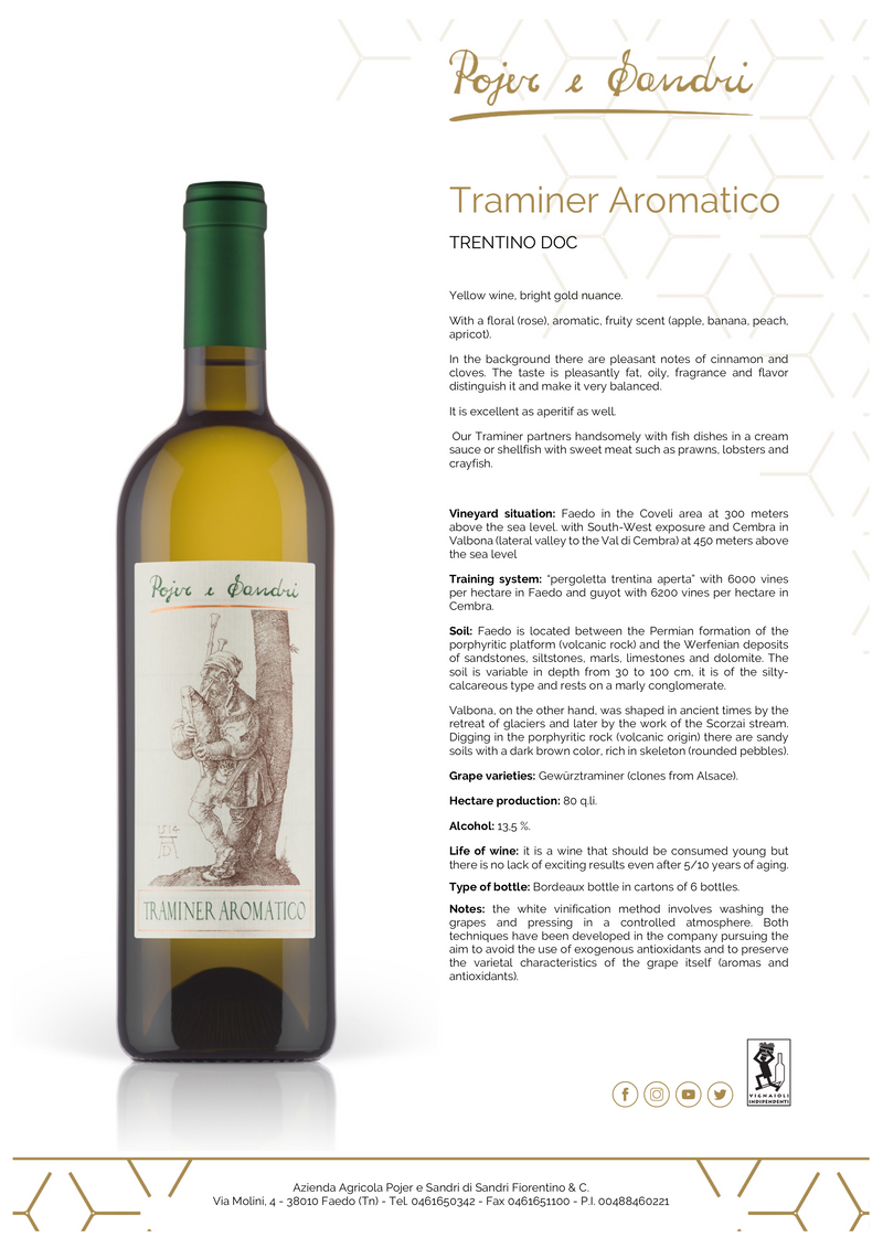 TRAMINER AROMATICO 2018 [Pojer & Sandri] 75cl - Once Upon A Vine