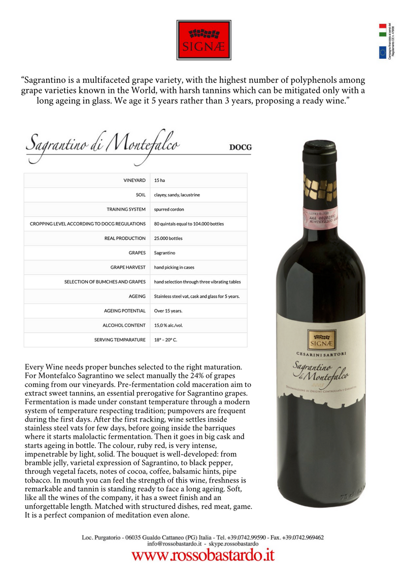 MONTEFALCO SAGRANTINO 2011 [Signae] 150cl - Once Upon A Vine