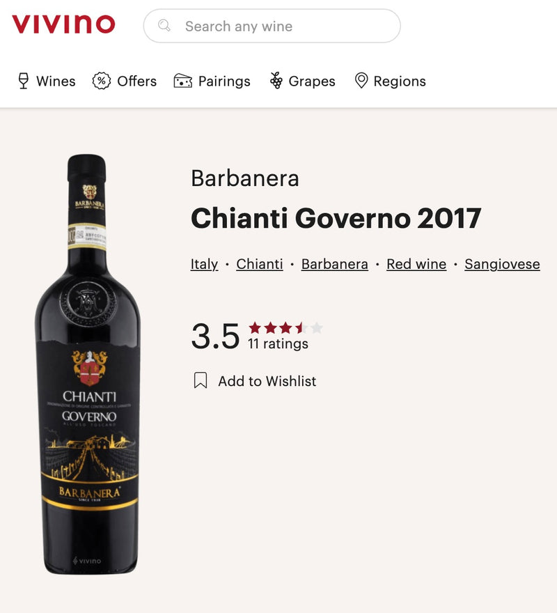 GOVERNO CHIANTI 2019 [Barbanera] 75cl - Once Upon A Vine