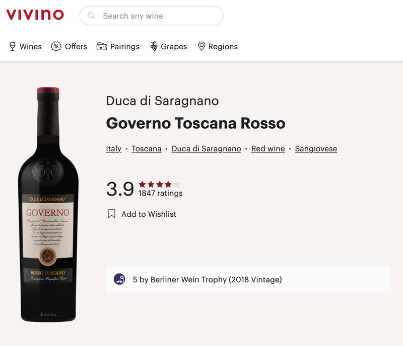 GOVERNO CHIANTI 2019 [Barbanera] 75cl - Once Upon A Vine