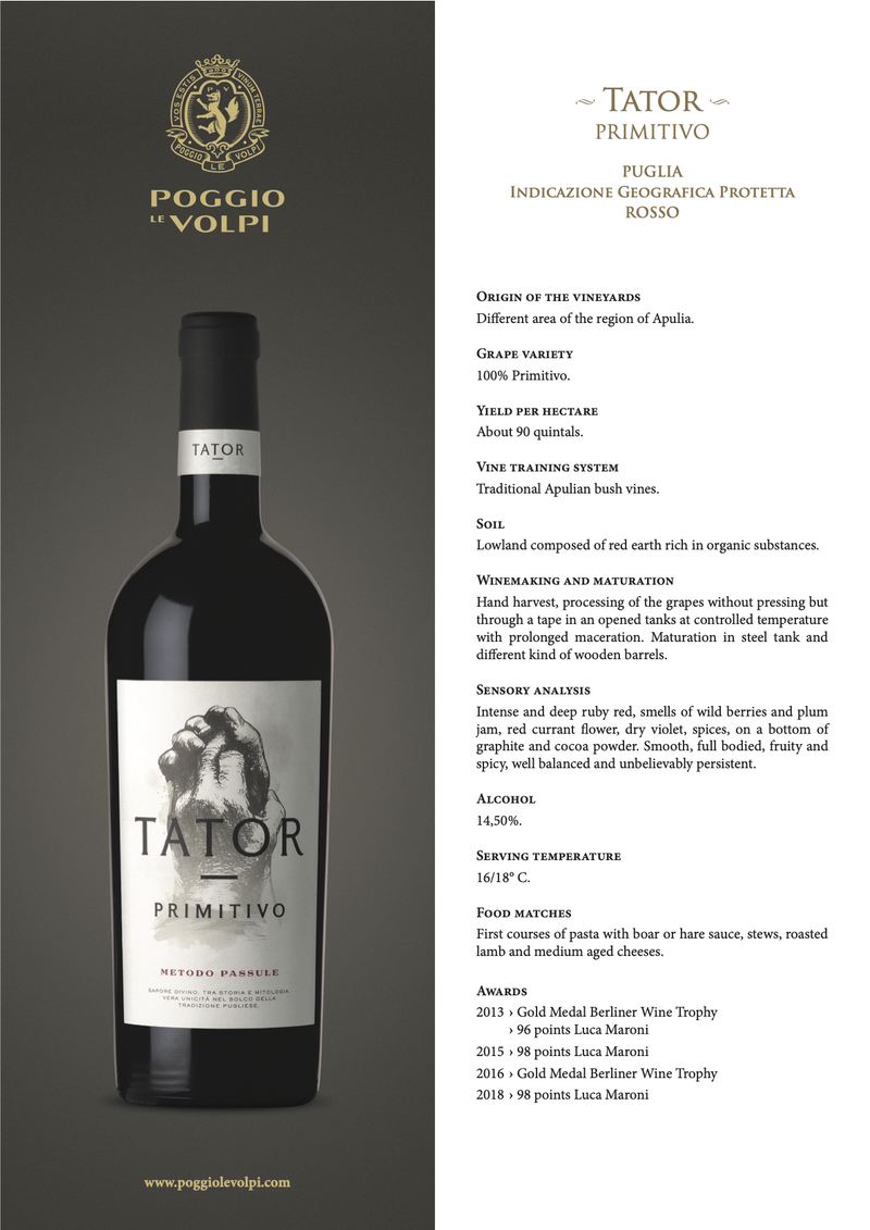 TATOR 2019 [Poggio Le Volpi] 75cl - Once Upon A Vine